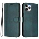 For iPhone 11 Pro Max Line Splicing Buckle Retro Leather Phone Case(Dark Green) - 2
