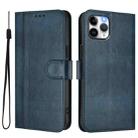 For iPhone 11 Pro Max Line Splicing Buckle Retro Leather Phone Case(Dark Blue) - 2