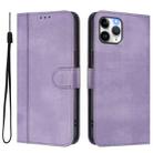 For iPhone 11 Pro Max Line Splicing Buckle Retro Leather Phone Case(Purple) - 2