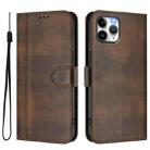 For iPhone 11 Pro Max Line Splicing Buckle Retro Leather Phone Case(Brown) - 2
