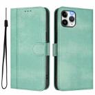 For iPhone 11 Pro Line Splicing Buckle Retro Leather Phone Case(Mint Green) - 2
