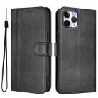 For iPhone 11 Pro Line Splicing Buckle Retro Leather Phone Case(Black) - 2