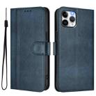 For iPhone 11 Pro Line Splicing Buckle Retro Leather Phone Case(Dark Blue) - 2