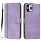 For iPhone 11 Pro Line Splicing Buckle Retro Leather Phone Case(Purple) - 2