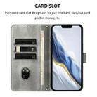 For iPhone XR Line Splicing Buckle Retro Leather Phone Case(Grey) - 3