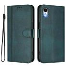 For iPhone XR Line Splicing Buckle Retro Leather Phone Case(Dark Green) - 2