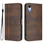 For iPhone XR Line Splicing Buckle Retro Leather Phone Case(Brown) - 2