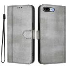 For iPhone 7 Plus / 8 Plus Line Splicing Buckle Retro Leather Phone Case(Grey) - 2