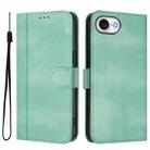 For iPhone 16e Line Splicing Buckle Retro Leather Phone Case(Mint Green) - 2