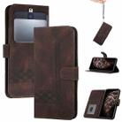 For Kyocera Basio 3 Cubic Skin Feel Flip Leather Phone Case(Brown) - 1