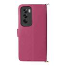 For OPPO Reno12 5G Global Multifunctional 6-Card Slots Leather Phone Case with Wrist Strap(Rose Red) - 3