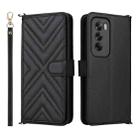 For OPPO Reno12 Pro 5G Global Multifunctional 6-Card Slots Leather Phone Case with Wrist Strap(Black) - 1