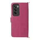 For OPPO Reno12 Pro 5G Global Multifunctional 6-Card Slots Leather Phone Case with Wrist Strap(Rose Red) - 3