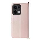 For OPPO Reno13 5G Global Multifunctional 6-Card Slots Leather Phone Case with Wrist Strap(Pink) - 3