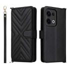 For OPPO Reno13 5G Global Multifunctional 6-Card Slots Leather Phone Case with Wrist Strap(Black) - 1