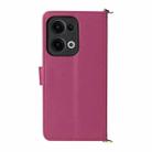 For OPPO Reno13 5G Global Multifunctional 6-Card Slots Leather Phone Case with Wrist Strap(Rose Red) - 3