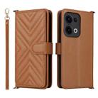 For OPPO Reno13 5G Global Multifunctional 6-Card Slots Leather Phone Case with Wrist Strap(Brown) - 1