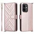 For OPPO Reno13 F 4G / 5G Multifunctional 6-Card Slots Leather Phone Case with Wrist Strap(Pink) - 1