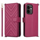 For OPPO Reno13 F 4G / 5G Multifunctional 6-Card Slots Leather Phone Case with Wrist Strap(Rose Red) - 1