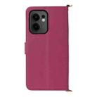 For OPPO Reno13 F 4G / 5G Multifunctional 6-Card Slots Leather Phone Case with Wrist Strap(Rose Red) - 3