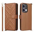 For OPPO Reno13 Pro 5G Global Multifunctional 6-Card Slots Leather Phone Case with Wrist Strap(Brown) - 1