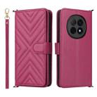For OPPO F29 Pro 5G Global Multifunctional 6-Card Slots Leather Phone Case with Wrist Strap(Rose Red) - 1
