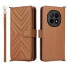 For OPPO F29 Pro 5G Global Multifunctional 6-Card Slots Leather Phone Case with Wrist Strap(Brown) - 1