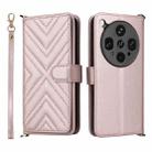 For OPPO Find X8 Ultra Multifunctional 6-Card Slots Leather Phone Case with Wrist Strap(Pink) - 1