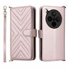 For OPPO Find X8s+ 5G Multifunctional 6-Card Slots Leather Phone Case with Wrist Strap(Pink) - 1