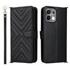 For OPPO K13 5G / K13x 5G Multifunctional 6-Card Slots Leather Phone Case with Wrist Strap(Black) - 1