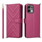 For OPPO K13 5G / K13x 5G Multifunctional 6-Card Slots Leather Phone Case with Wrist Strap(Rose Red) - 1