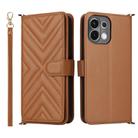 For OPPO K13 5G / K13x 5G Multifunctional 6-Card Slots Leather Phone Case with Wrist Strap(Brown) - 1