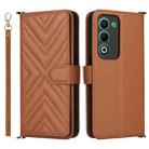 For OPPO A5 5G / 4G Global Multifunctional 6-Card Slots Leather Phone Case with Wrist Strap(Brown) - 1