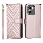 For OPPO A5x 5G / 4G Global Multifunctional 6-Card Slots Leather Phone Case with Wrist Strap(Pink) - 1
