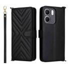 For OPPO A5x 5G / 4G Global Multifunctional 6-Card Slots Leather Phone Case with Wrist Strap(Black) - 1