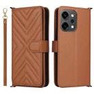 For OPPO Reno14 Pro 5G Global Multifunctional 6-Card Slots Leather Phone Case with Wrist Strap(Brown) - 1