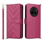 For Realme 14 Pro 5G Multifunctional 6-Card Slots Leather Phone Case with Wrist Strap(Rose Red) - 1