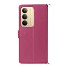 For Realme 14x 5G / C75 4G / V60 Pro 5G Multifunctional 6-Card Slots Leather Phone Case with Wrist Strap(Rose Red) - 3