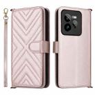 For Realme GT 7 Pro Multifunctional 6-Card Slots Leather Phone Case with Wrist Strap(Pink) - 1