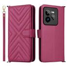 For Realme GT 7 Pro Multifunctional 6-Card Slots Leather Phone Case with Wrist Strap(Rose Red) - 1
