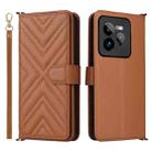 For Realme GT 7 Pro Multifunctional 6-Card Slots Leather Phone Case with Wrist Strap(Brown) - 1
