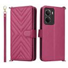 For Realme Neo7x 5G / P3 5G Multifunctional 6-Card Slots Leather Phone Case with Wrist Strap(Rose Red) - 1