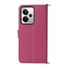 For Realme 14 5G Multifunctional 6-Card Slots Leather Phone Case with Wrist Strap(Rose Red) - 3