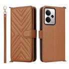 For Realme 14 5G Multifunctional 6-Card Slots Leather Phone Case with Wrist Strap(Brown) - 1