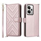 For Realme 14T 5G Multifunctional 6-Card Slots Leather Phone Case with Wrist Strap(Pink) - 1