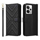 For Realme 14T 5G Multifunctional 6-Card Slots Leather Phone Case with Wrist Strap(Black) - 1