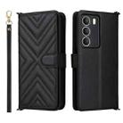 For Realme 14x 5G Malaysia / V70 Multifunctional 6-Card Slots Leather Phone Case with Wrist Strap(Black) - 1