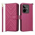 For Realme GT 7 5G Global Multifunctional 6-Card Slots Leather Phone Case with Wrist Strap(Rose Red) - 1