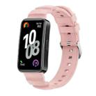 For Huawei Band 10 / 9 / 8 Silver Buckle Silicone Watch Band(Pink) - 1