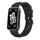For Huawei Band 10 / 9 / 8 Silver Buckle Silicone Watch Band(Black) - 1
